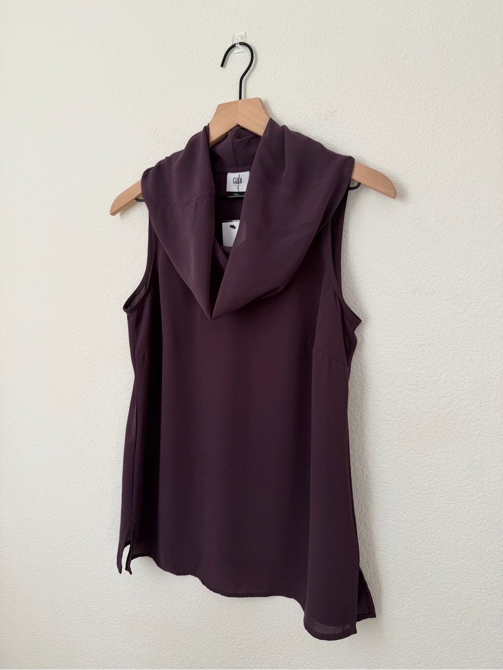 Cabi Surround Drapey Cowl Neck Sleeveless Chiffon Blouse Top 3978 Plum Sz Small — image 3 of 8